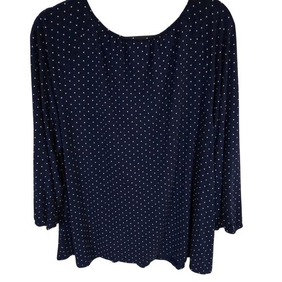 J Jill Wearever Top Womens XL Blue Polka Dot 3/4 Elastic Sleeve Rayon Nautical - Picture 6 of 15
